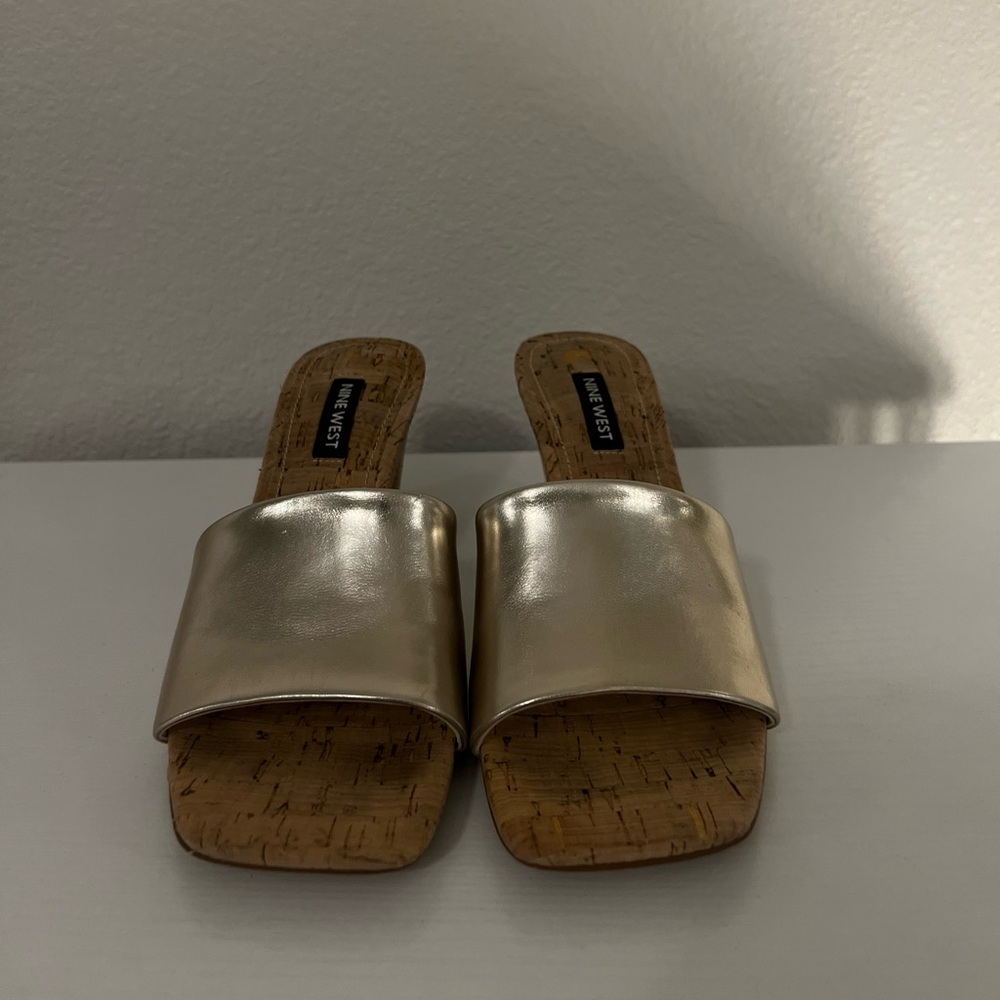 Nine West Gold Slide Wedge Sandals -Women’s US6